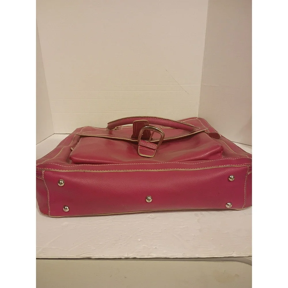 Vituri Pink Faux Leather Laptop Tote Bag Professional Work Briefcase Organizer